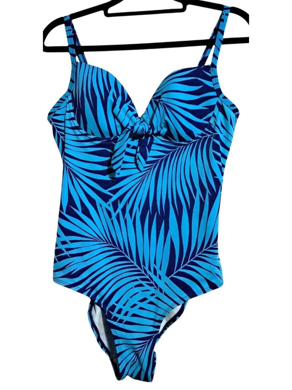 Islander Womens One-Piece Swimsuit Size 8 Blue Leaf Print Nylon/Spandex